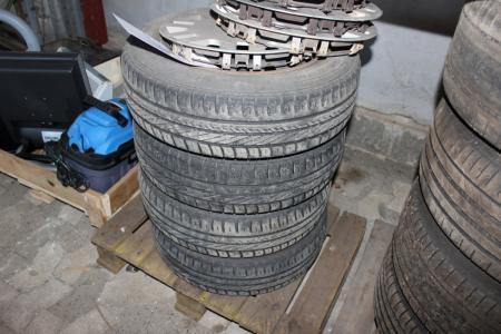 4 tires with rims 165/70 R14 + hubcaps