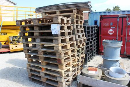 about 25 pallets and 15 pallet collars