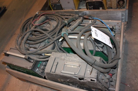 (6) wire feeders, Migatronic + welding cables on pallet
