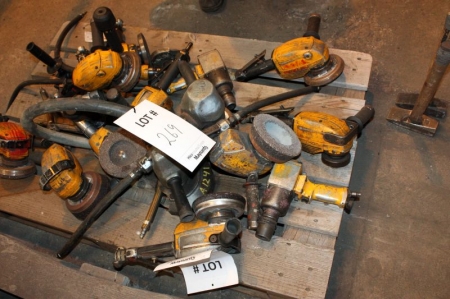 (16) PNEUMATIC Tools: ANGLE GRINDERS  With Quantity Of Abrasive Cup Wheels And Discs + magnetic lift