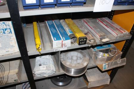 Contents bookcase welding electrodes + welding wire etc.