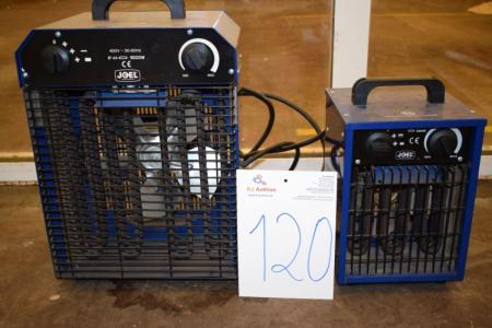 2 pcs. fan heater, 1 pc. 9000W and 1. 300W