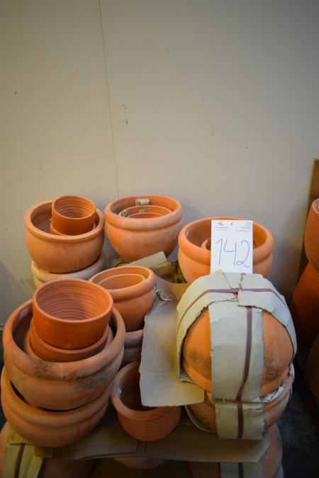Palle m. diverse terracotta havekrukker, ca. 25 stk.