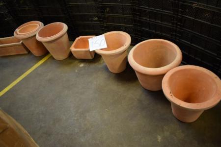 Terracotta garden pots, a total of 8 pieces.