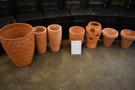 Miscellaneous terracotta garden pots, 9 pcs.