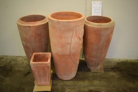 4 stk. terracotta havekrukker