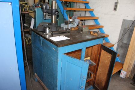 Wooden cupboard with measuring the level and content of div. Measuring Tools + reamer