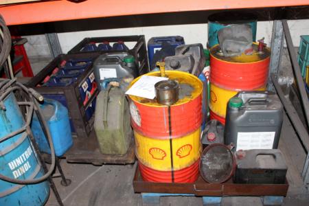 Various oil products and cans