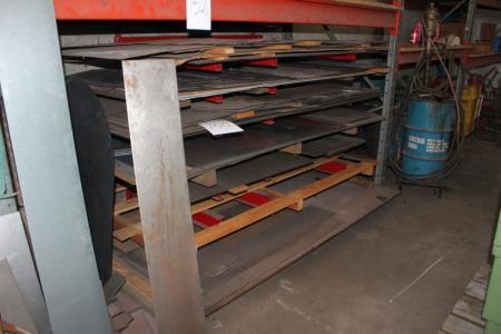 All plate debris and cuttings in bookcase + miscellaneous items on gable of pallet racking