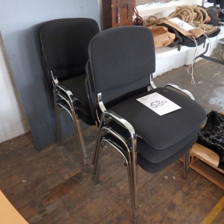 6 stole med sort stof + bord med stålben, sammenklappelig