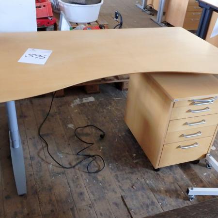 El Steh- / Sitz-Schreibtisch + Schublade