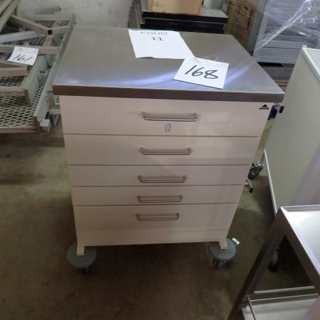 Drawer / cupboard with stainless steel plate on wheels clinic? new