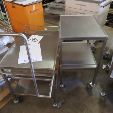 2 pcs. stainless steel tables on wheels