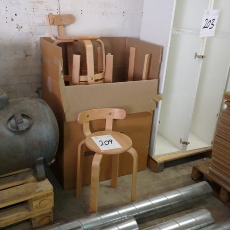 6 stk. stole/træskamler i bøg nye