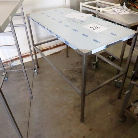 Stainless steel table with pierced border 120 x 60 x 85 cm. + Table on wheels