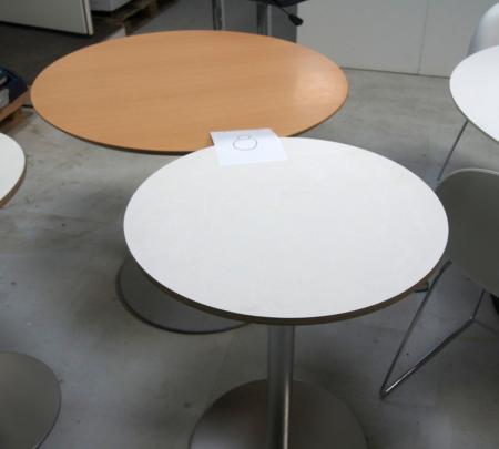 1 piece. La Palma cafe table. Adjustable in height. Ø: 60 cm. White with steel stand. + 1 table diameter: 90 cm H: 90 cm. in beech veneer (no adjustment).