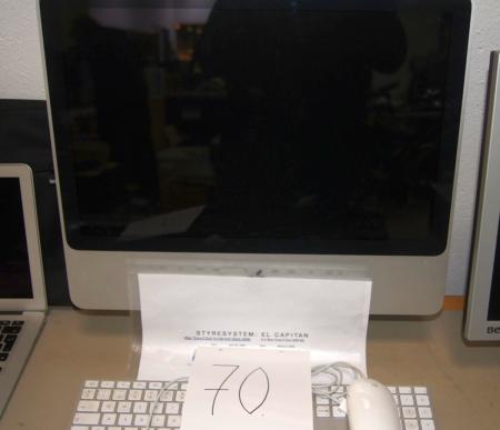 Apple pc, serie nr. YM830445ZE2 + tastatur + 2 x mus. PC er nyformateret og med El Capitan styresystem.
