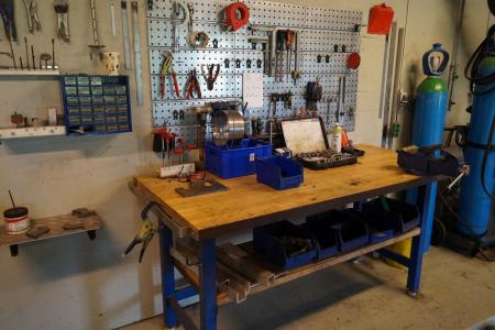 File bench vise + tools on board + wall.