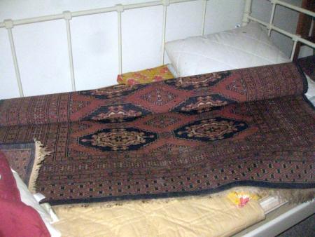 håndknyttet tæppe, afghaner, agfahan i blåt
