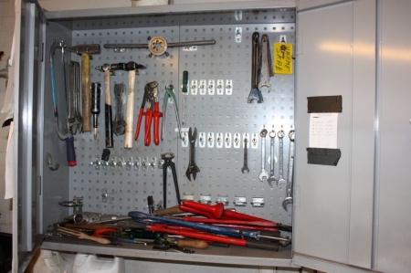 Tool cabinet on wall with tools