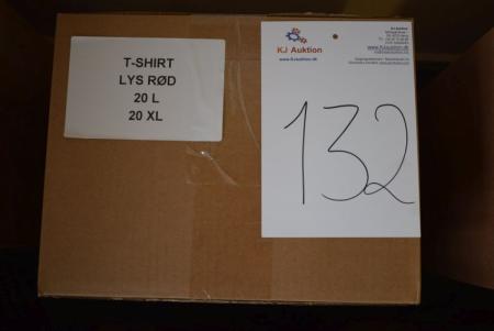 Firmatøj without pressure unused: 40 pcs. Round neck T-shirt, Rosa, 100% cotton. 20 L - 20 XL