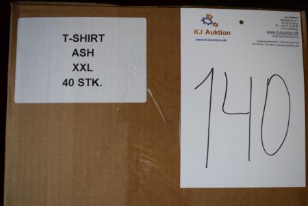 Firmatøj without pressure unused: 40 pcs. T-shirt, Ash, Round neck. 100% cotton, XXL