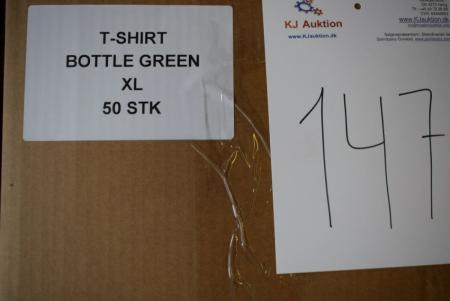 Firmatøj ohne Druck ungenutzt: 50 Stück. Rundhals-T-Shirt, Flaschengrün, 100% Baumwolle. 50 XL