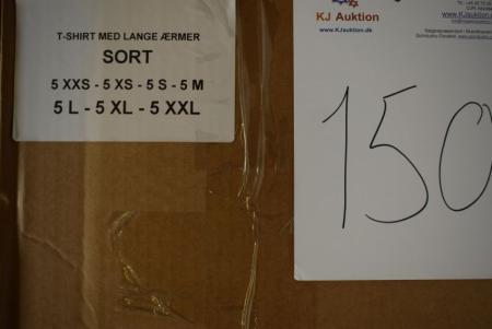 Firmatøj without pressure unused: 35 pcs. T-shirt with long sleeves, Round neck, Black, 100% cotton. 5 XXS - XS 5 - 5 S - 5M - 5 L - 5 XL - 5 XXL