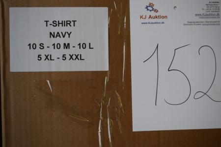 Firmatøj without pressure unused: 40 pcs. Round neck T-shirt, Navy, 100% cotton. 10 S - 10 m - 10 L - 5 XL - 5 XXL