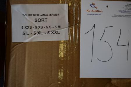 Firmatøj ohne Druck ungenutzt: 35 Stck. T-Shirt mit langen Ärmeln, Rundhalsausschnitt, Schwarz, 100% Baumwolle. 5 XXS - XS 5 - 5 S - 5M - 5 L - 5 XL - 5 XXL
