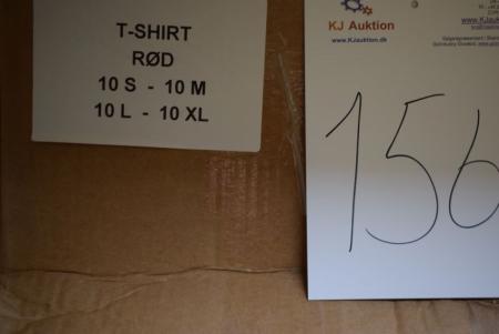 Firmatøj without pressure unused: 40 pcs. , RundhalsetT-shirt, Red, 100% cotton, 10 S - 10 M - 10 L - 10 XL