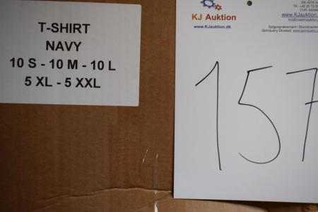 Firmatøj uden tryk ubrugt: 40 stk. rundhalset T-shirt, Navy , 100% bomuld . 10 S - 10 m - 10 L - 5 XL - 5 XXL 