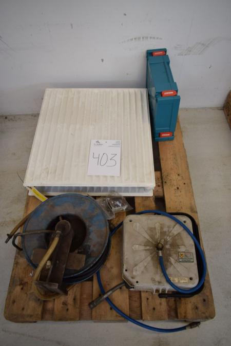 2 stk. slangeoprul + radiator 50 cm. m.m.