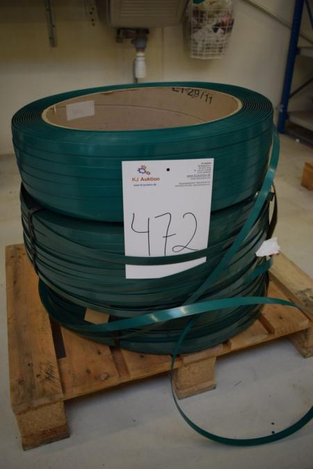 Plasticbånd til Strapex, B 19 x  T1,27 mm. Ca 750 m pr. rulle