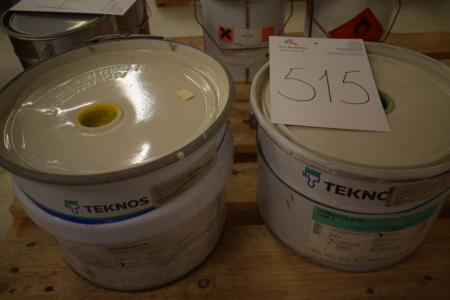 10 L Teknos machine paints, yellow + 7.2 L Teknos machine paint, green