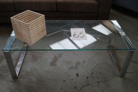 Glass Table w. Chrome frame, L 115 x 55 cm. Cart included