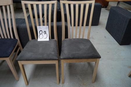 2 pcs. dining chairs, gray velvet, frame oak