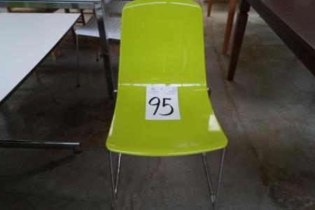 2 pcs. molded plastic chairs w. chrome frame. Lime Green