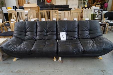 2-piece black sofa, black leather