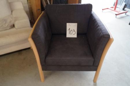 Armchair, dark gray velvet, beech frame
