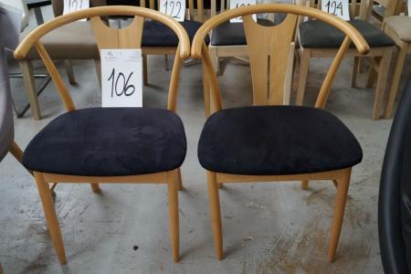 2 stk. stole, bøg, velour sæder