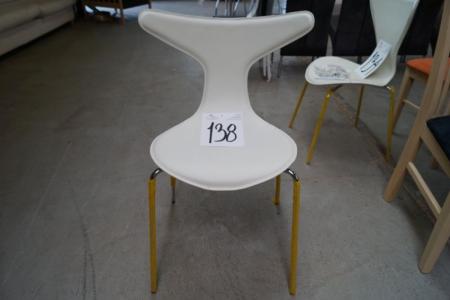 Chair, white leather, chromium frame