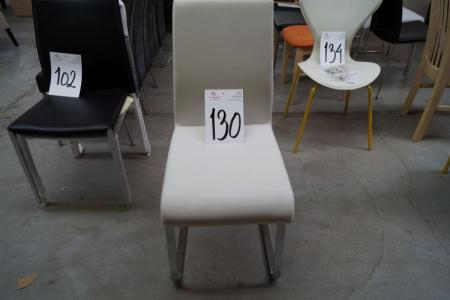 Stuhl, weißes Leder, Chromgestell
