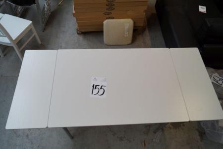 Spisebord, hvid, L 122 x B 80 cm. Udslået L 185 cm