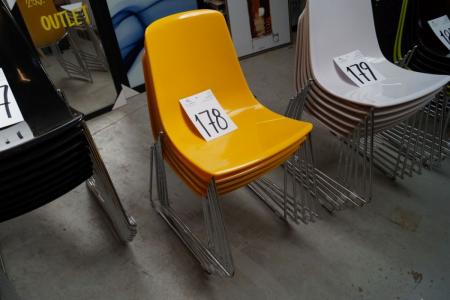 5 pieces. molded chairs, guk plastic frame chromium