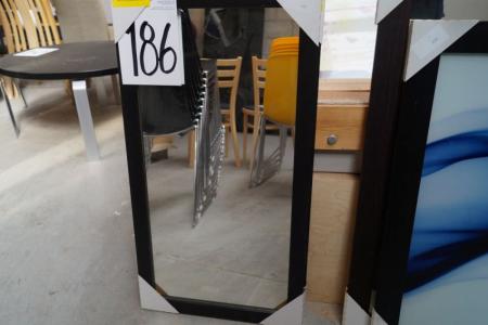 Mirror with black wooden frame. H 86 x W 46 cm.