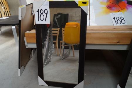 Mirror with brown wooden frame. H 91 x W 51