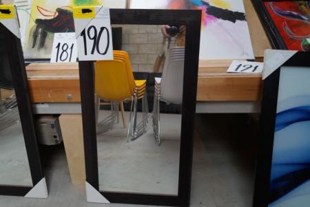Mirror with brown wooden frame. H 91 x W 51