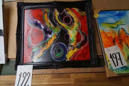 Painting, black wooden frame
