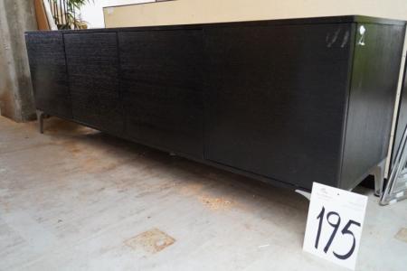 Sideboard, black veneer with chrome legs. L 200 x B 50